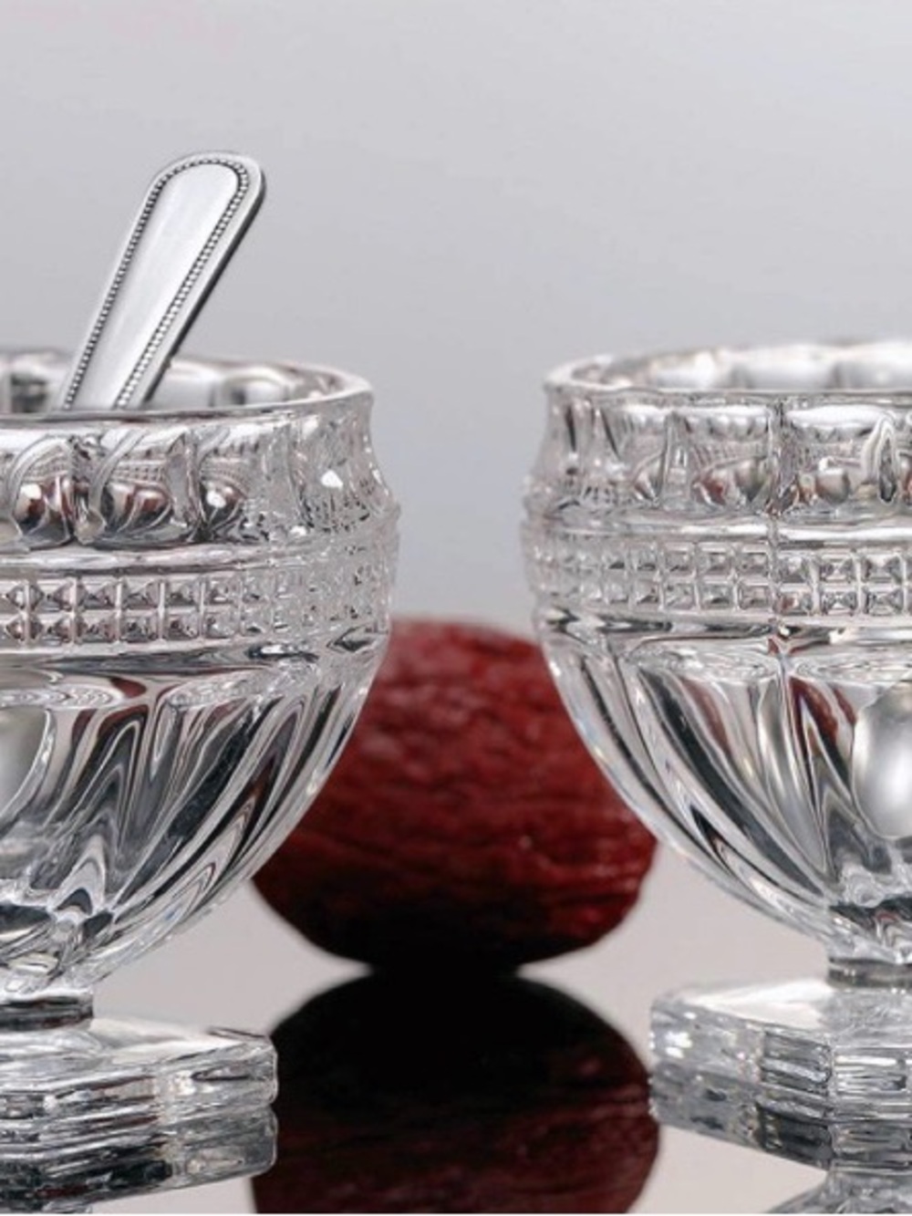 Crystal Glass Dessert Bowls - Clear Leaded Glass (Brand Unspecified)